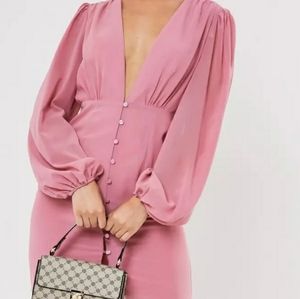 NWT Missguided Pink milkmaid mini dress
